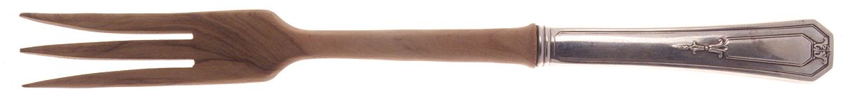 Princess Mary (Sterling, 1922, No Monos) Salad Serving Fork with Wooden Prongs by Wallace Silver-1