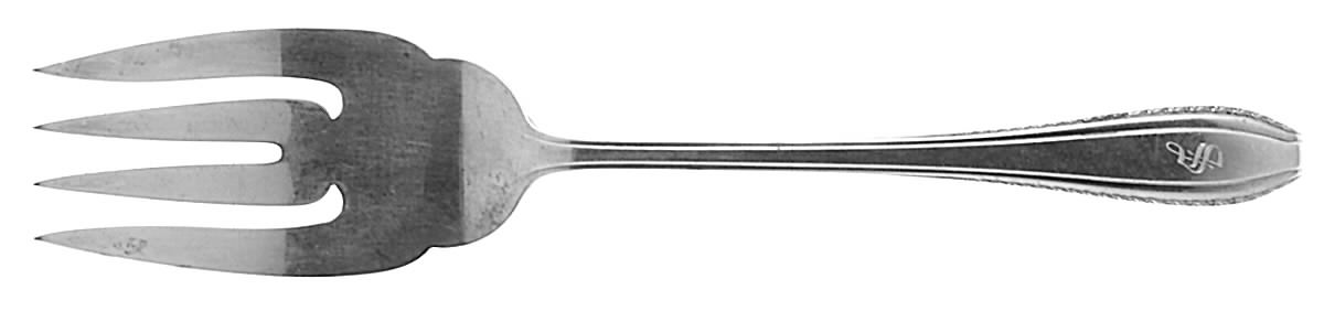 Rembrandt (Sterling, 1938, No Monograms) Medium Solid Cold Meat Serving Fork by Wallace Silver-1