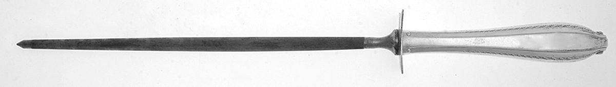 Rembrandt (Sterling, 1938, No Monograms) Large Knife Sharpener-Steel Rod w/Sterling Guard by Wallace Silver-1