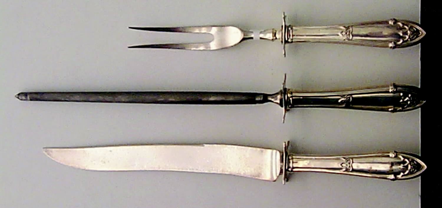 Rheims (Sterling, 1919) Small Steak 3-Piece Carving Set with Stainless Blade by Wallace Silver-1