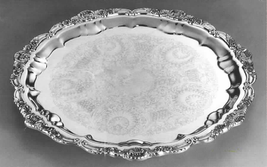 Royal English (Silverplate, Hollowware) 14" 3-Toed Silverplate Round Tray by Wallace Silver-1