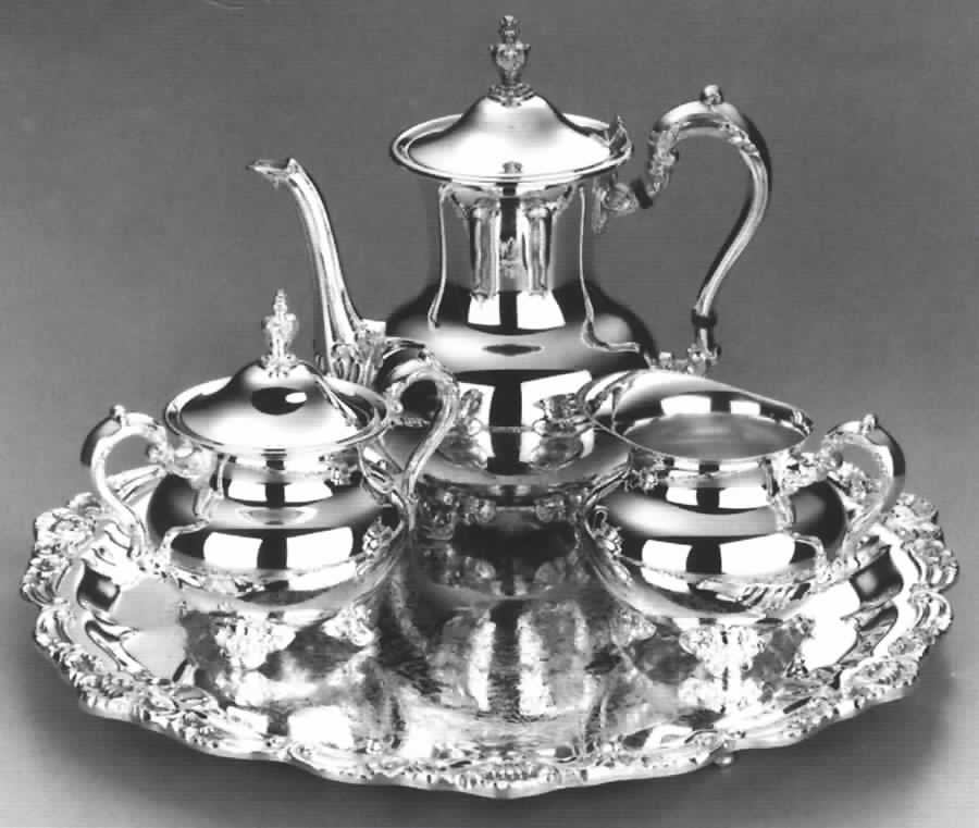 Royal English (Silverplate, Hollowware) 3-Piece Coffee Set and Tray by Wallace Silver-1