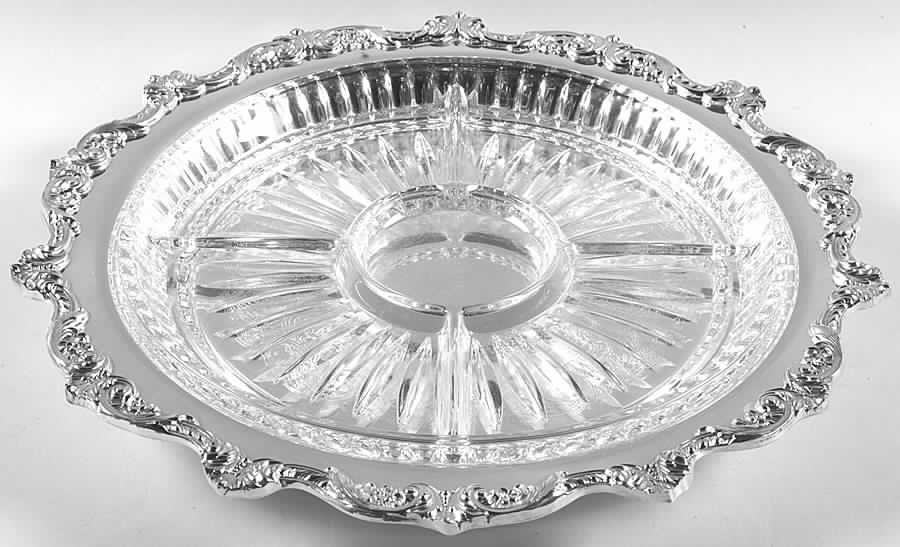 Royal English (Silverplate, Hollowware) 5 Part Relish with Glass Liner(S) by Wallace Silver-1