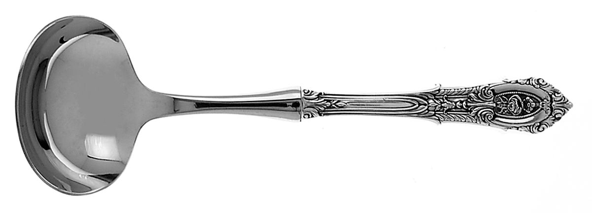 Rose Point (Sterling, 1934, No Monograms) Hollow Handle Gravy Ladle with Stainless Bowl by Wallace Silver-1