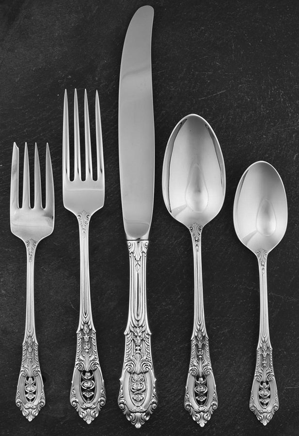 Rose Point (Sterling, 1934, No Monograms) 5 Piece Dinner Size Setting by Wallace Silver-1