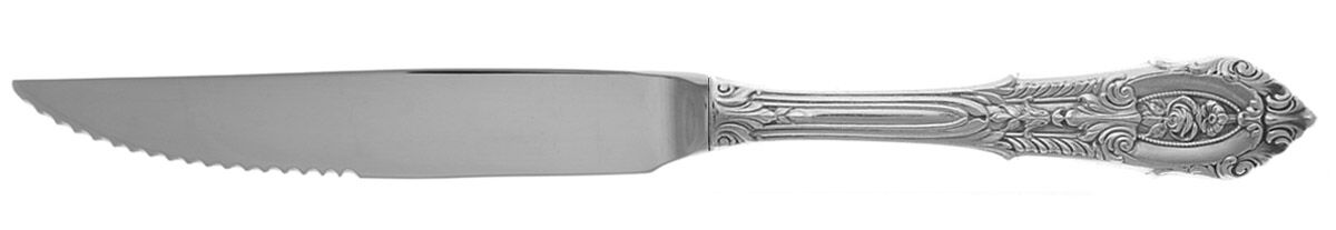 Rose Point (Sterling, 1934, No Monograms) Steak Knife Individual Hollow, Serrate HC by Wallace Silver-1