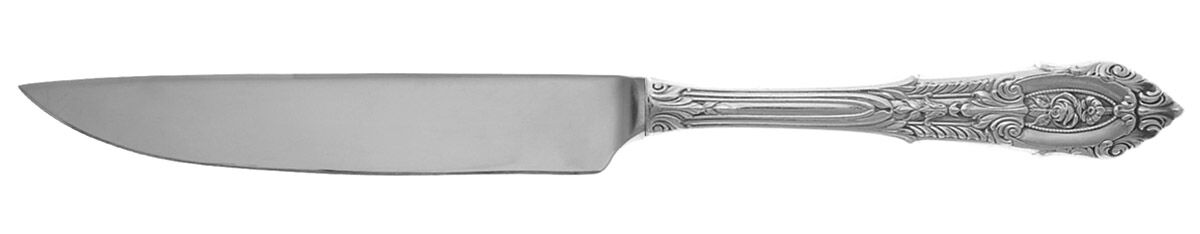 Rose Point (Sterling, 1934, No Monograms) Steak Knife Individual Hollow, No Serrate HC by Wallace Silver-1