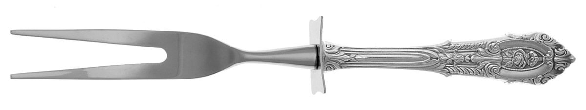 Rose Point (Sterling, 1934, No Monograms) Carving Fork Small with Stainless Prongs HC by Wallace Silver-1