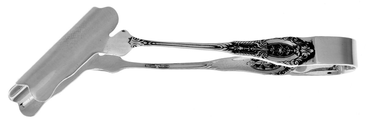 Rose Point (Sterling, 1934, No Monograms) Solid Individual Asparagus Tongs by Wallace Silver-1