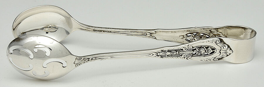 Rose Point (Sterling, 1934, No Monograms) 1-Piece Salad Tongs by Wallace Silver-1