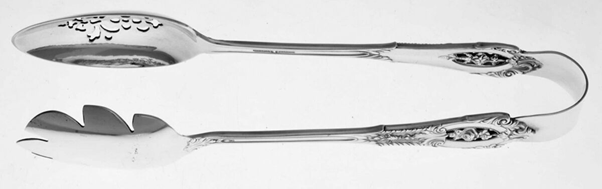 Rose Point (Sterling, 1934, No Monograms) Ice Serving Tongs Large HC by Wallace Silver-1