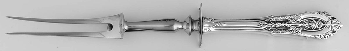 Rose Point (Sterling, 1934, No Monograms) Small Steak Carving Fork with Stainless Prongs by Wallace Silver-1