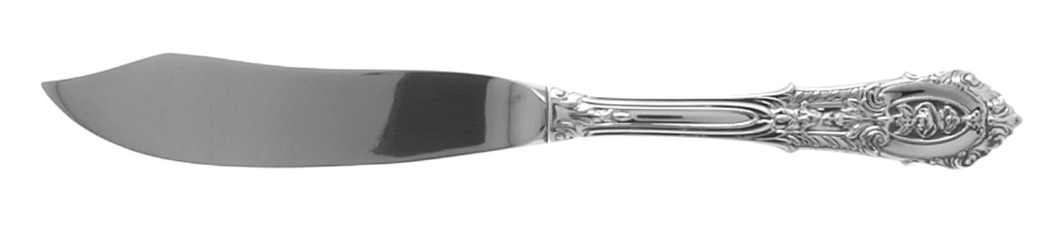 Rose Point (Sterling, 1934, No Monograms) Individual Fish Knife with Stainless Blade by Wallace Silver-1