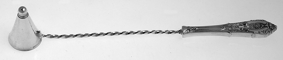 Rose Point (Sterling, 1934, No Monograms) Candle Snuffer with Sterling Implement by Wallace Silver-1