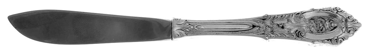 Rose Point (Sterling, 1934, No Monograms) Modern Hollow Butter Spreader (Stainless) by Wallace Silver-1