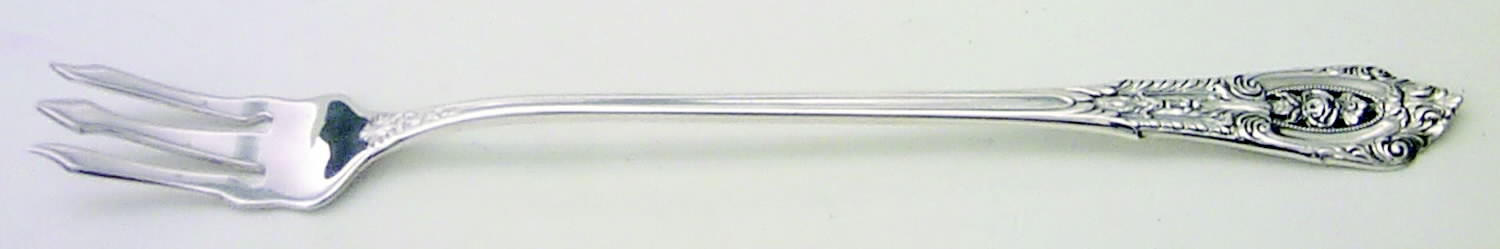Rose Point (Sterling, 1934, No Monograms) Long Handle Pickle/Olive Fork by Wallace Silver-1