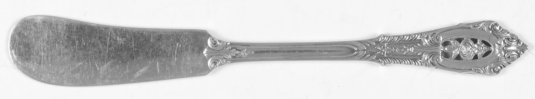 Rose Point (Sterling, 1934, No Monograms) Flat Handle Butter Spreader by Wallace Silver-1