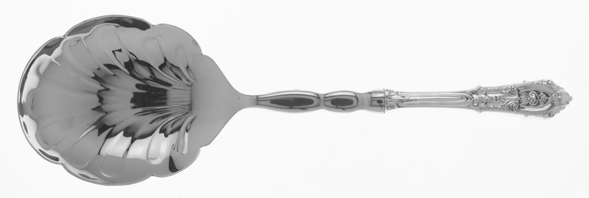 Rose Point (Sterling, 1934, No Monograms) Oversize Casserole Spoon with Stainless Shell Bowl by Wallace Silver-1