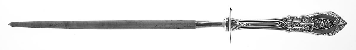 Rose Point (Sterling, 1934, No Monograms) Large Roast Steel Rod Knife Sharpener by Wallace Silver-1