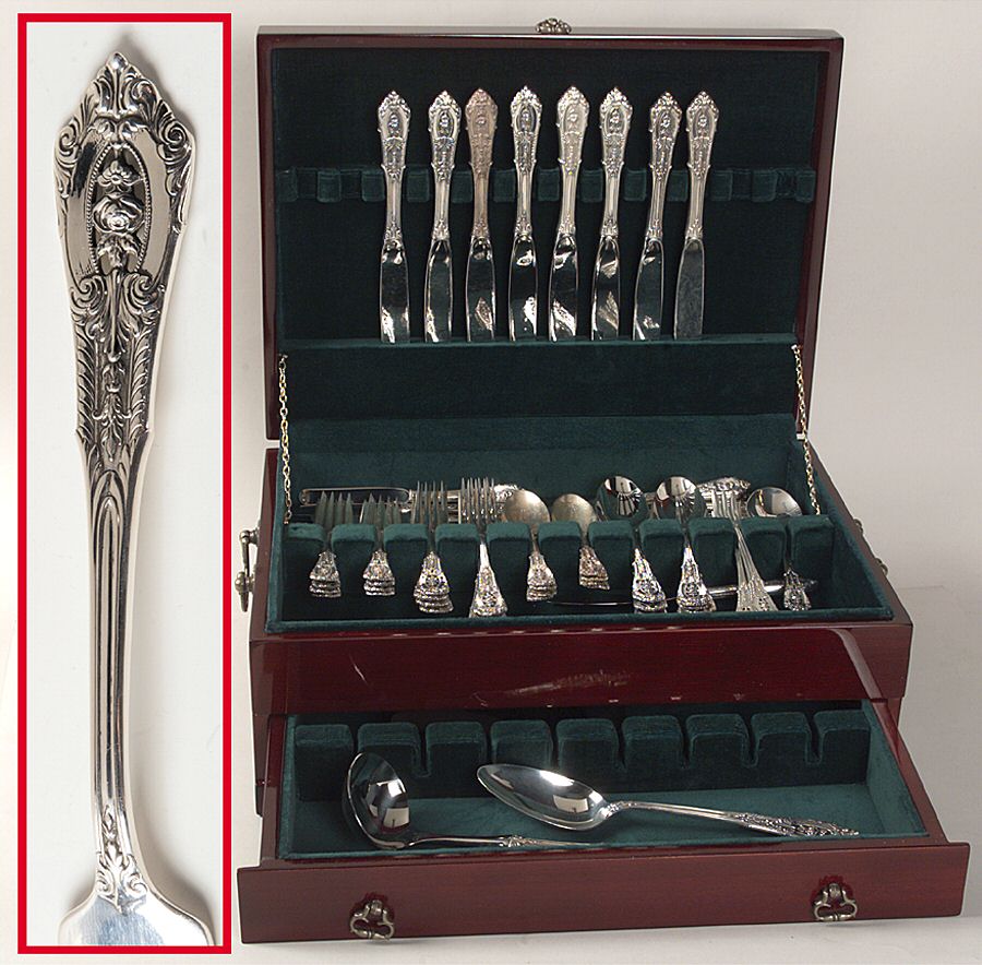 Rose Point (Sterling, 1934, No Monograms) 61 Piece Set by Wallace Silver-1