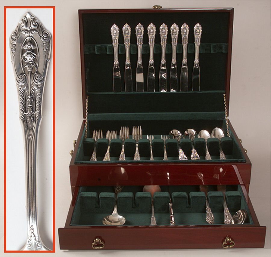 Rose Point (Sterling, 1934, No Monograms) 61 Piece Set by Wallace Silver-1