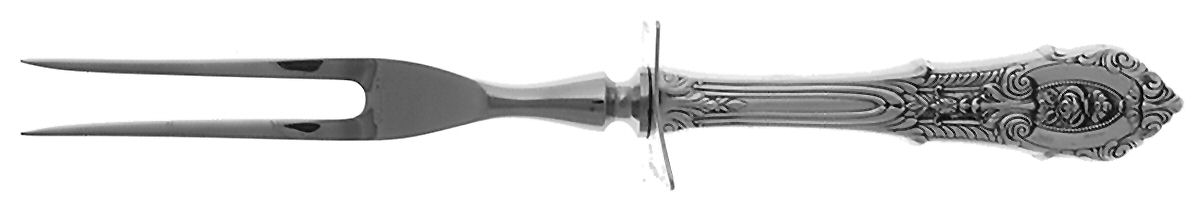 Rose Point (Sterling, 1934, No Monograms) Small Steak Carving Fork with Stainless Prongs by Wallace Silver-1