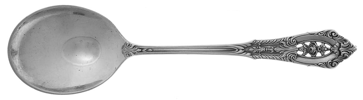 Rose Point (Sterling, 1934, No Monograms) Round Bowl Soup Spoon (Bouillon) by Wallace Silver-1