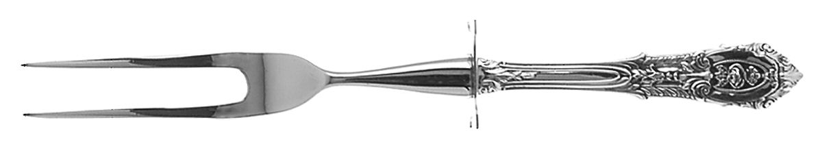 Rose Point (Sterling, 1934, No Monograms) Small Steak Carving Fork with Stainless Prongs by Wallace Silver-1
