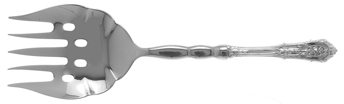 Rose Point (Sterling, 1934, No Monograms) Large Oversize Stainless Cold Meat Serving Fork by Wallace Silver-1