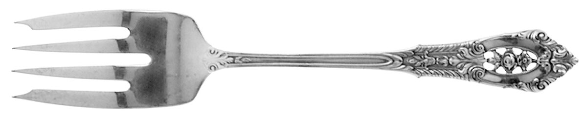 Rose Point (Sterling, 1934, No Monograms) Small Solid Cold Meat Serving Fork by Wallace Silver-1