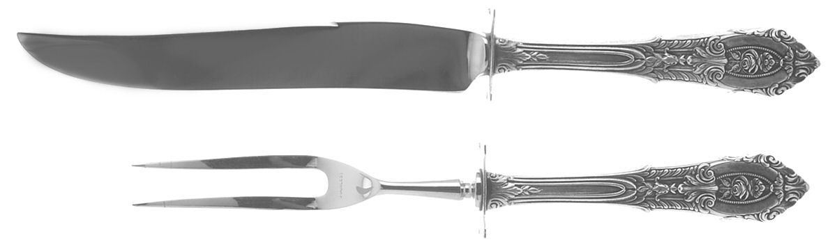Rose Point (Sterling, 1934, No Monograms) Small Stainless Blade 2-Piece Steak Carving Set by Wallace Silver-1
