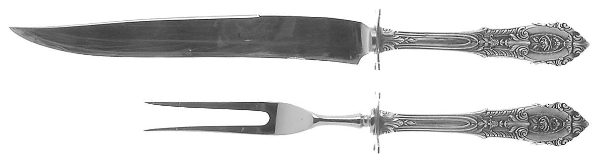 Rose Point (Sterling, 1934, No Monograms) Small Steak 2-Piece Carving Set w/Stainless Blade by Wallace Silver-1