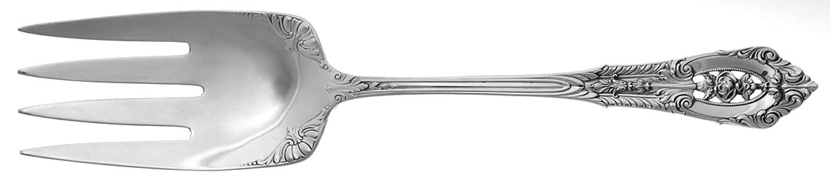 Rose Point (Sterling, 1934, No Monograms) Solid Salad Serving Fork by Wallace Silver-1
