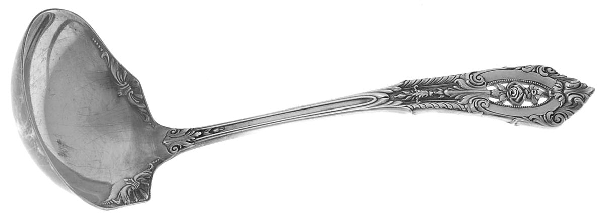 Rose Point (Sterling, 1934, No Monograms) Solid Gravy Ladle by Wallace Silver-1