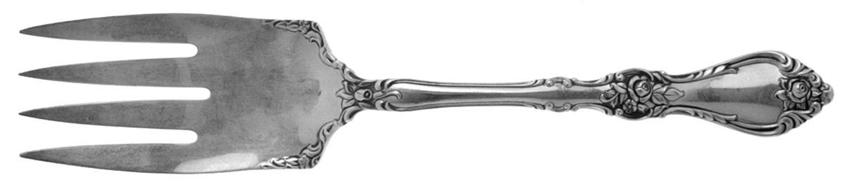 Royal Rose (Sterling, 1962) Large Solid Cold Meat Serving Fork by Wallace Silver-1