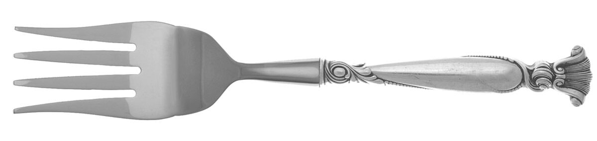 Romance of The Sea (Sterling, 1950) Cold Meat Fork Large, Stainless Tines HC by Wallace Silver-1