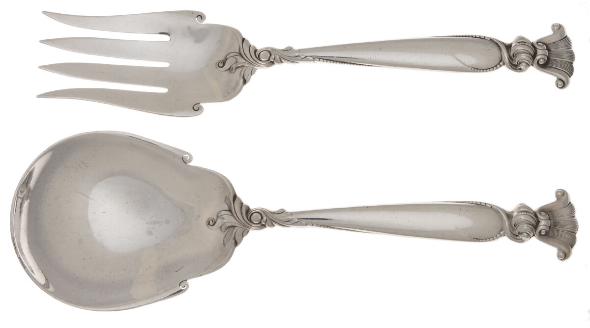 Romance of The Sea (Sterling, 1950) (2 Pc) Solid Salad Set by Wallace Silver-1