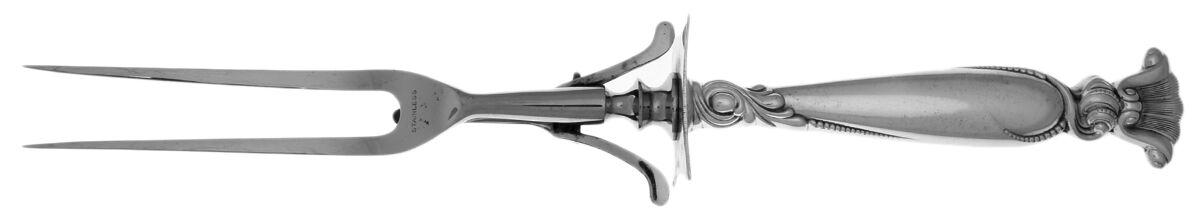 Romance of The Sea (Sterling, 1950) Large Stainless-Prong Roast Carving Fork by Wallace Silver-1