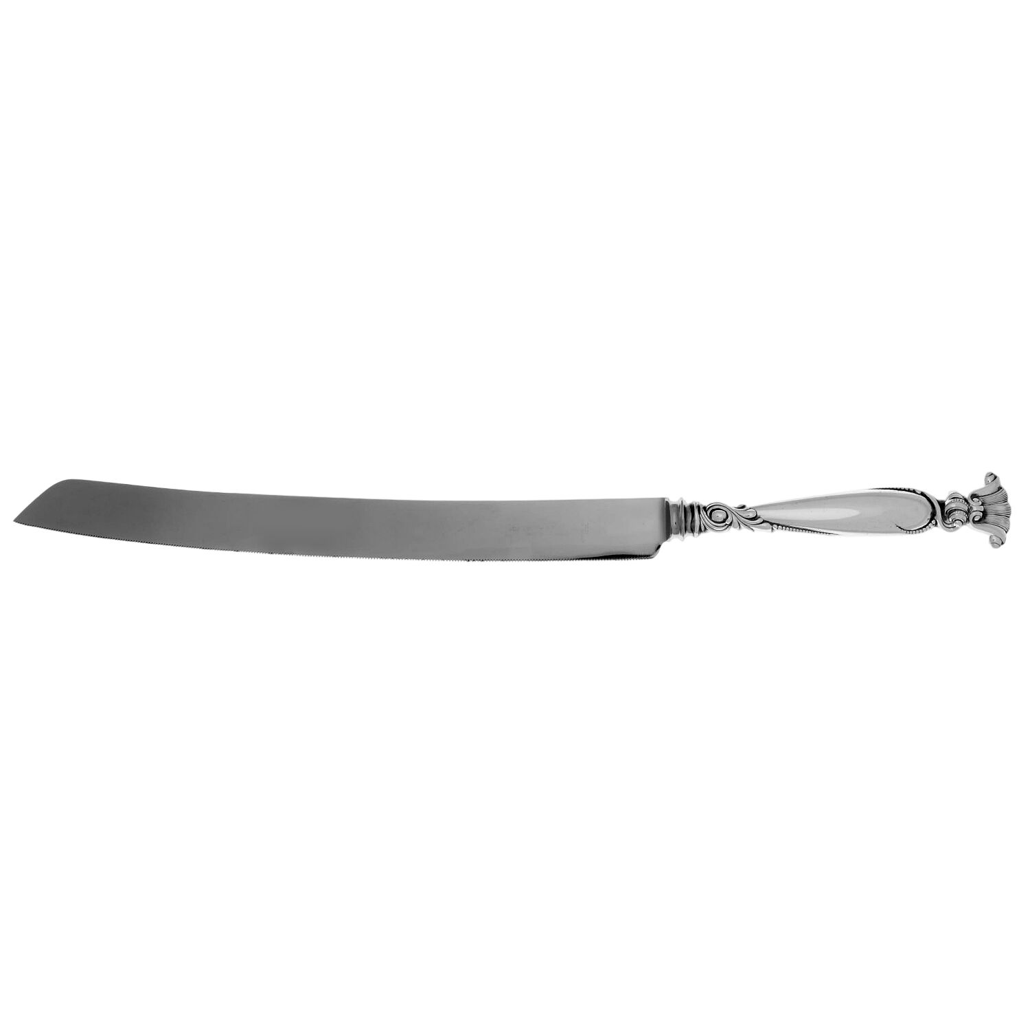 Romance of The Sea (Sterling, 1950) Wedding Cake Knife with Stainless Blade Oversize by Wallace Silver-1