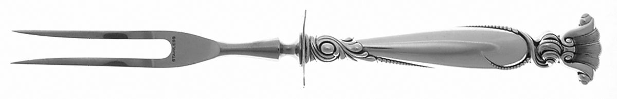 Romance of The Sea (Sterling, 1950) Small Steak Carving Fork with Stainless Prongs by Wallace Silver-1