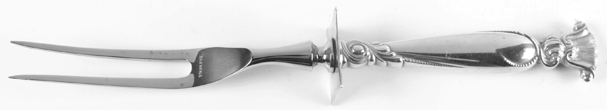 Romance of The Sea (Sterling, 1950) Large Stainless-Prong Roast Carving Fork by Wallace Silver-1