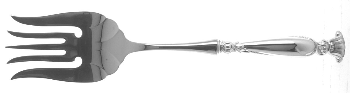 Romance of The Sea (Sterling, 1950) Large Stainless-Tine Cold Meat Serving Fork by Wallace Silver-1