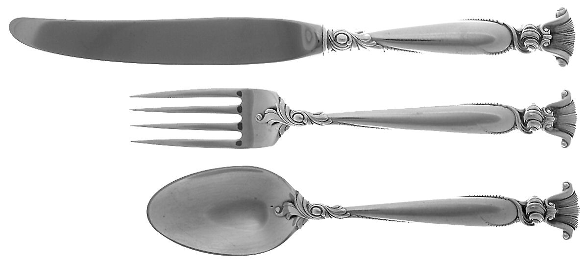 Romance of The Sea (Sterling, 1950) 3 Piece Youth Set (Knife, Fork & Spoon) by Wallace Silver-1