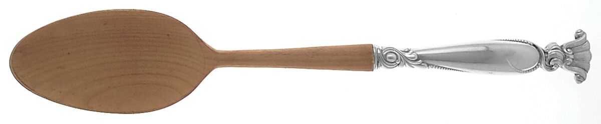 Romance of The Sea (Sterling, 1950) Salad Serving Spoon with Wooden Bowl by Wallace Silver-1