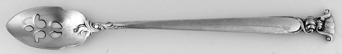 Romance of The Sea (Sterling, 1950) Pierced Bowl Long Handle Olive Spoon by Wallace Silver-1