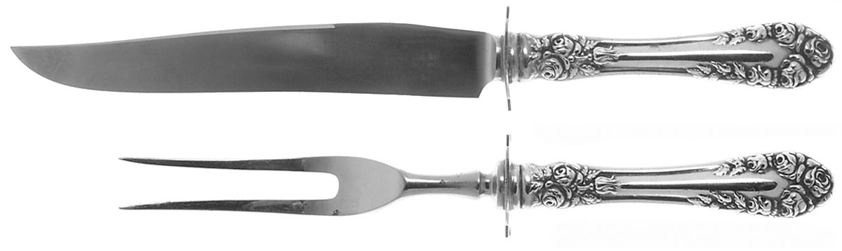 Rose (Sterling, 1898-1888) Small Steak 2-Piece Carving Set w/Stainless Blade by Wallace Silver-1