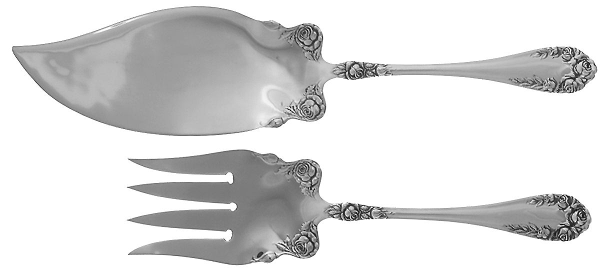 Rose (Sterling, 1898-1888) 2 Piece Large Solid Fish Serving Set by Wallace Silver-1