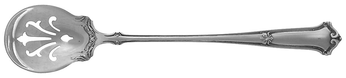 Saxon (Sterling, 1910) Pierced Bowl Short Handle Olive Spoon by Wallace Silver-1