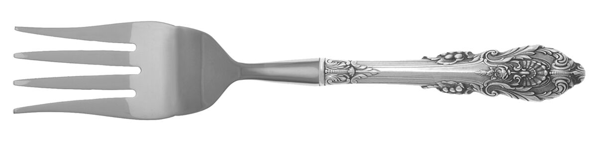 Sir Christopher (Sterling) Cold Meat Fork Large, Stainless Tines HC by Wallace Silver-1