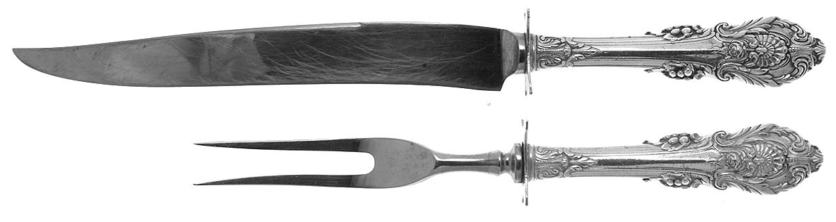 Sir Christopher (Sterling) Small Steak 2-Piece Carving Set w/Stainless Blade by Wallace Silver-1